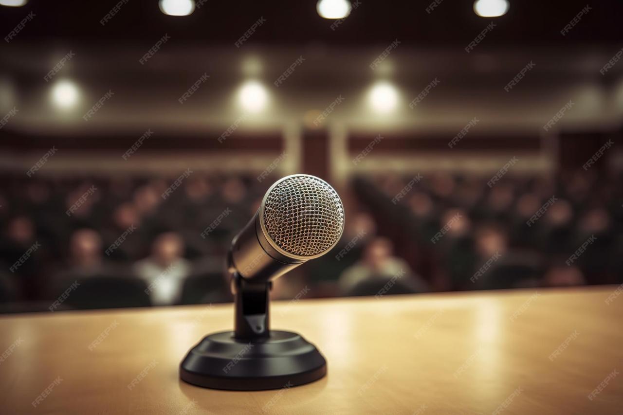 Premium Photo | The microphone on the stage Premium Photo | The microphone on the stage